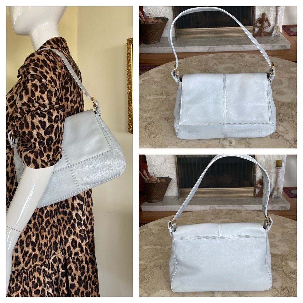 Holt Renfrew Pale Blue Leather Shoulder Bag
